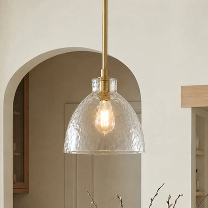 RoyaleGlow Farmhouse Hammered Glass Pendant Light for Kitchen Island