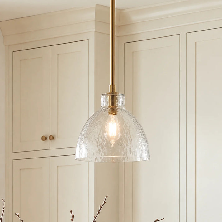 RoyaleGlow Farmhouse Hammered Glass Pendant Light for Kitchen Island
