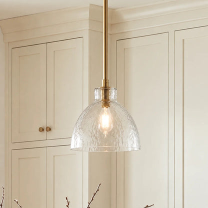 RoyaleGlow Farmhouse Hammered Glass Pendant Light for Kitchen Island