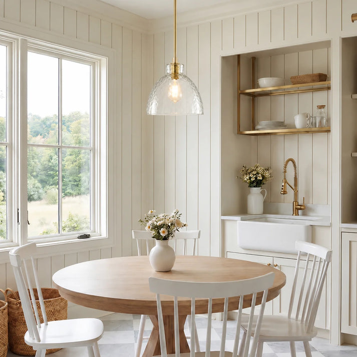 RoyaleGlow Farmhouse Hammered Glass Pendant Light for Kitchen Island