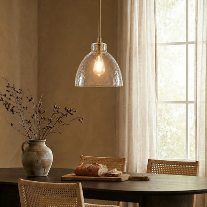 RoyaleGlow Farmhouse Hammered Glass Pendant Light for Kitchen Island