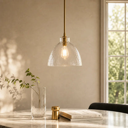 RoyaleGlow Farmhouse Hammered Glass Pendant Light for Kitchen Island