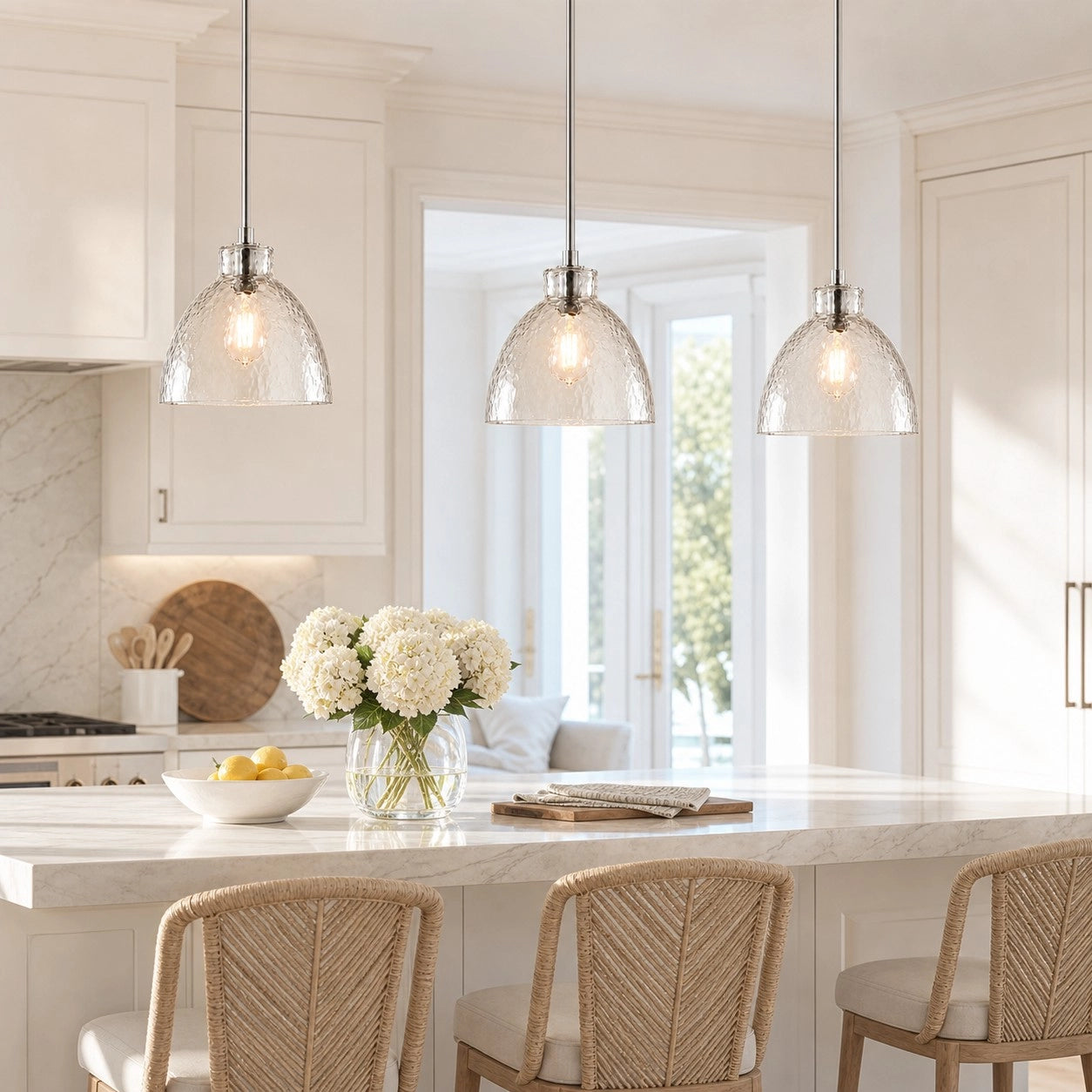 Ondine Farmhouse Hammered Glass Pendant Light 1