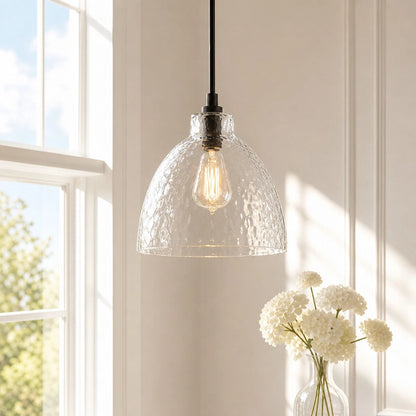 Ondine Farmhouse Hammered Glass Pendant Light 10