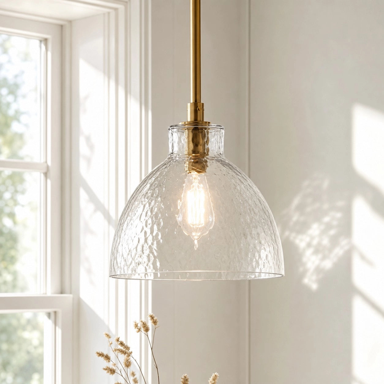 Ondine Farmhouse Hammered Glass Pendant Light 11