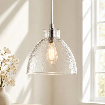 Ondine Farmhouse Hammered Glass Pendant Light 12