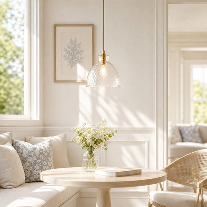 Ondine Farmhouse Hammered Glass Pendant Light 2