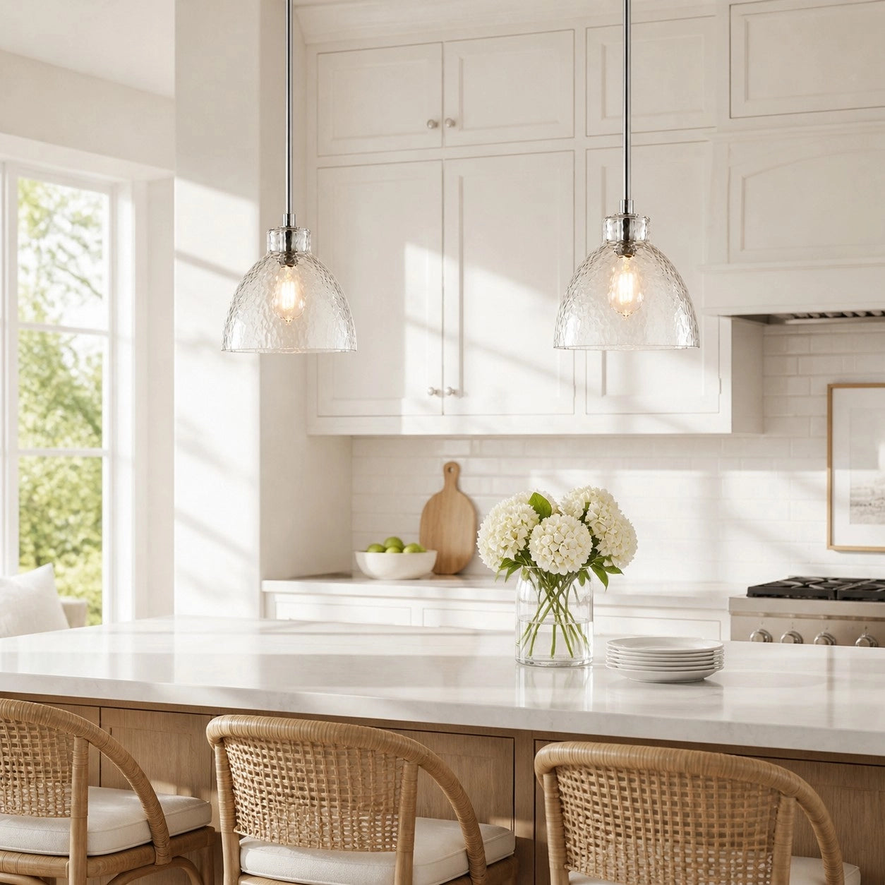Ondine Farmhouse Hammered Glass Pendant Light 7