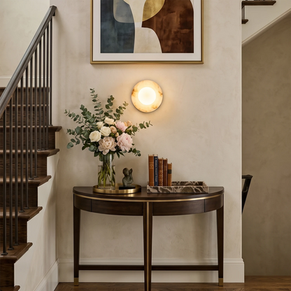 Orb Vessel Alabaster & Brass Wall Lamp 0