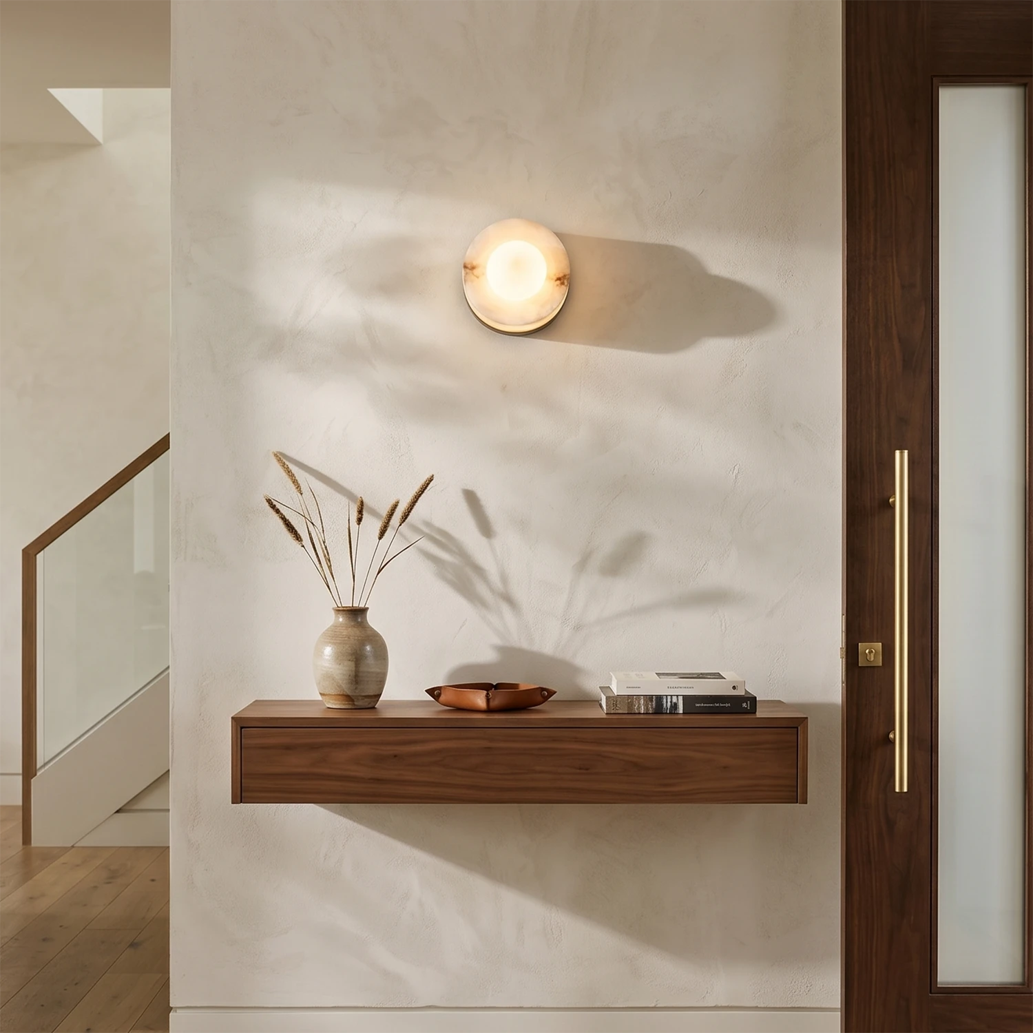Orb Vessel Alabaster & Brass Wall Lamp 1