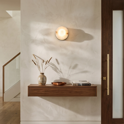 Orb Vessel Alabaster & Brass Wall Lamp 1