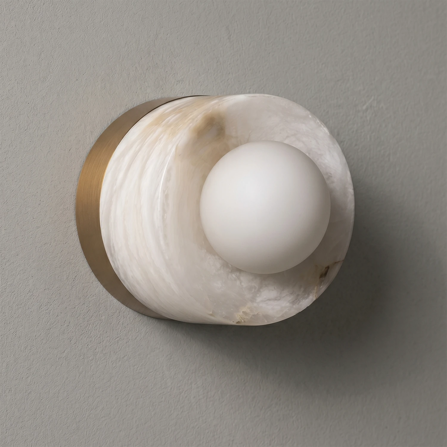 Orb Vessel Alabaster & Brass Wall Lamp 2