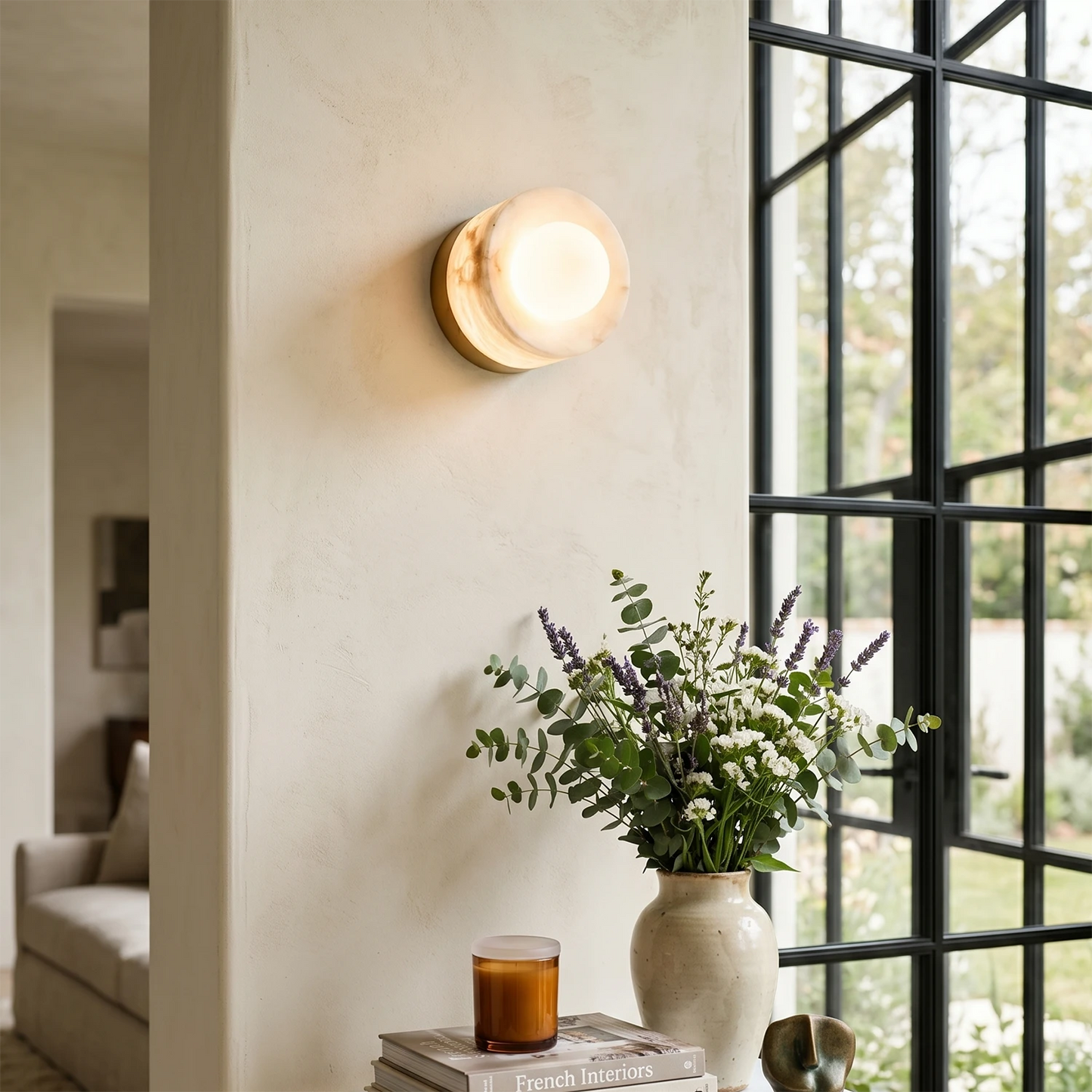 Orb Vessel Alabaster & Brass Wall Lamp 3