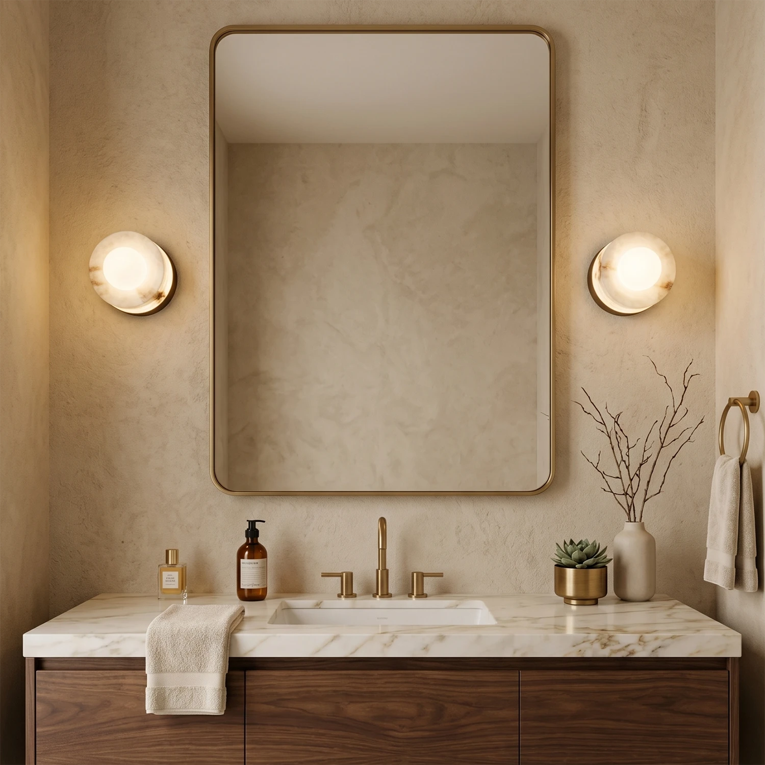 Orb Vessel Alabaster & Brass Wall Lamp 5