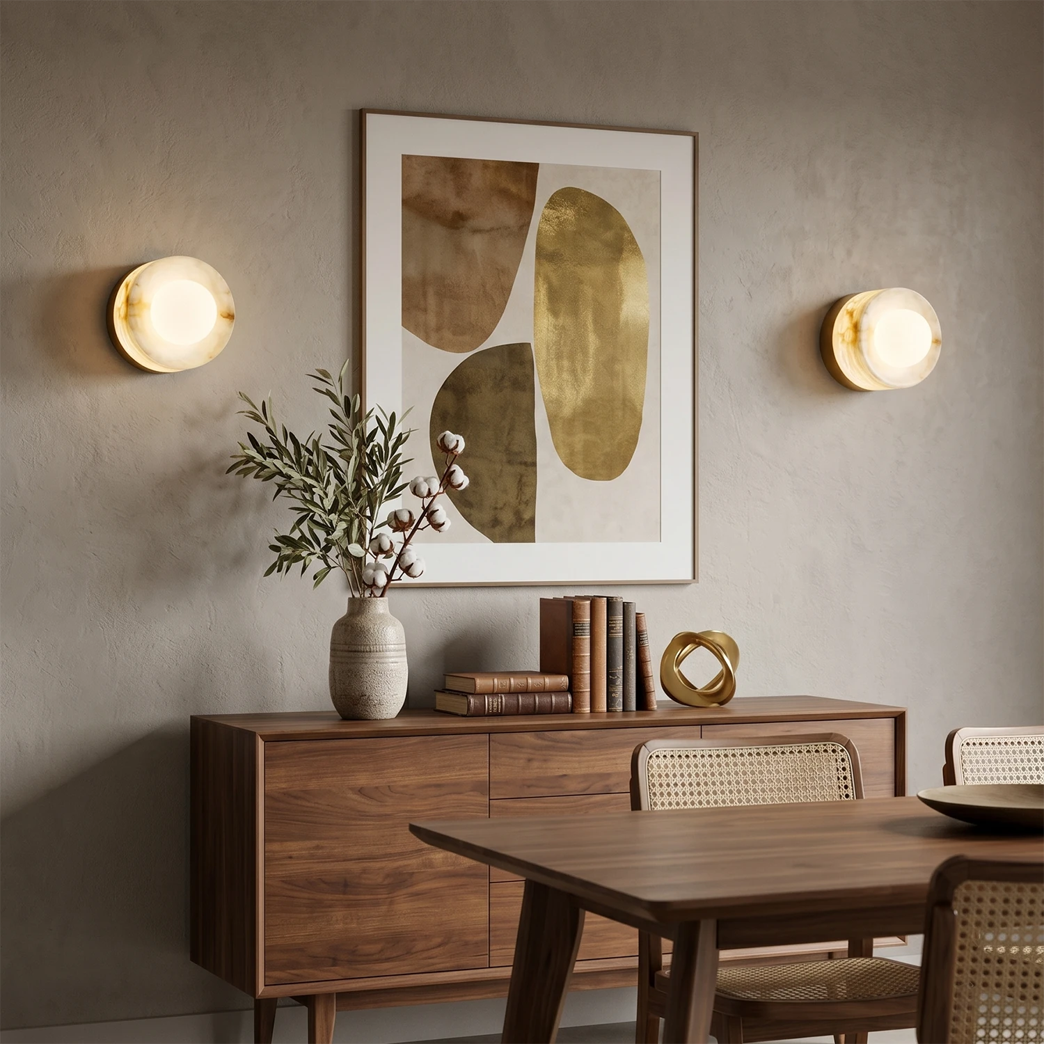 Orb Vessel Alabaster & Brass Wall Lamp 7