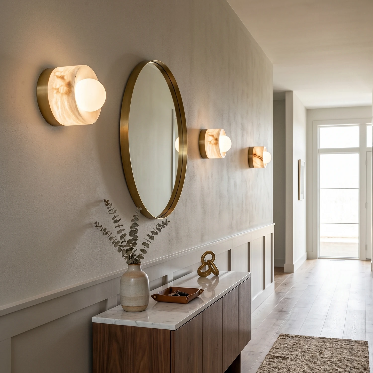 Orb Vessel Alabaster & Brass Wall Lamp 8