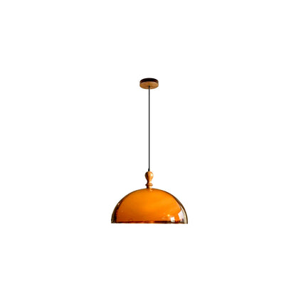 Orbix Bauhaus Amber Dome Wood Cap Pendant Light 0