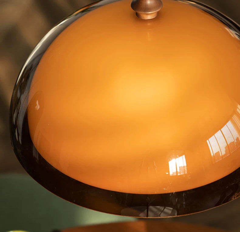 Orbix Bauhaus Amber Dome Wood Cap Pendant Light 6