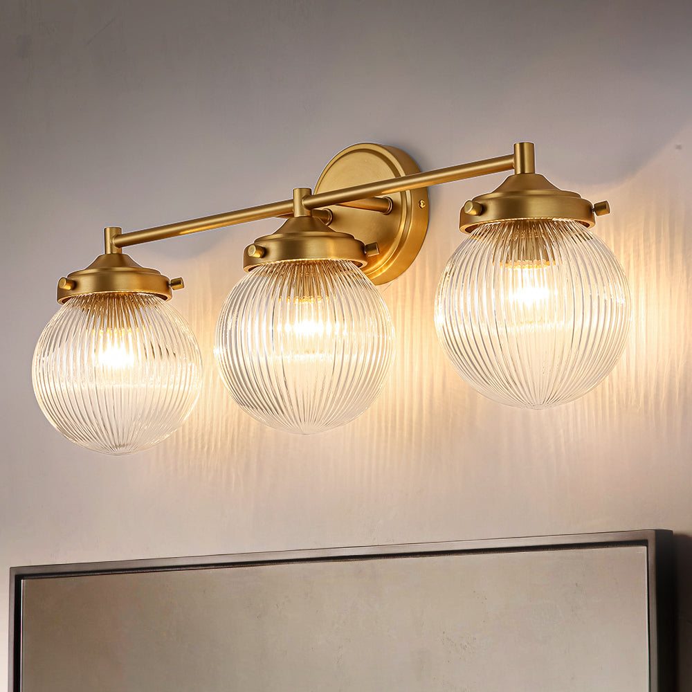 Orbliss 3-Light Ribbed Glass Globe Bubble Vanity Light (24") 1