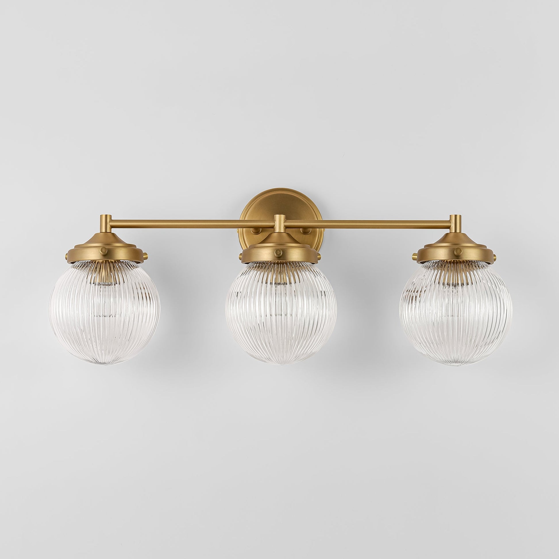 Orbliss 3-Light Ribbed Glass Globe Bubble Vanity Light (24") 5