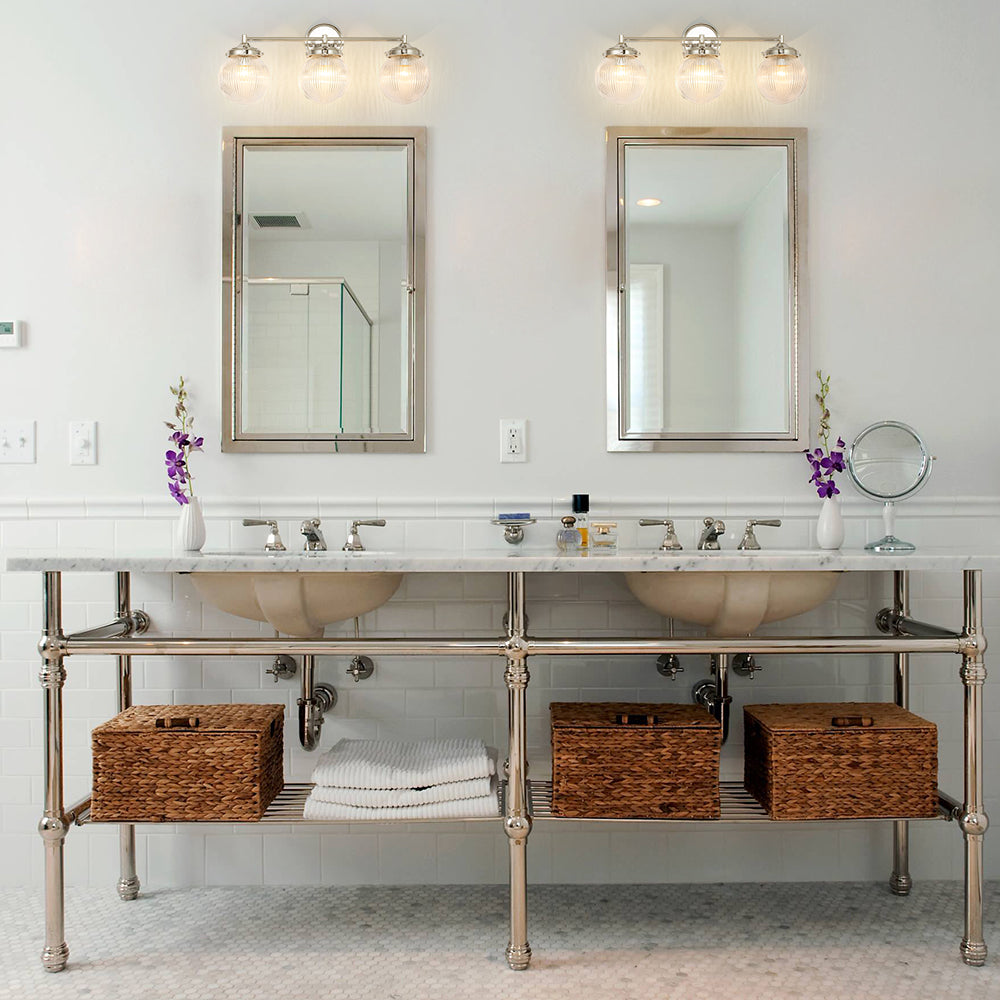 Orbliss 3-Light Ribbed Glass Globe Bubble Vanity Light (24") 8