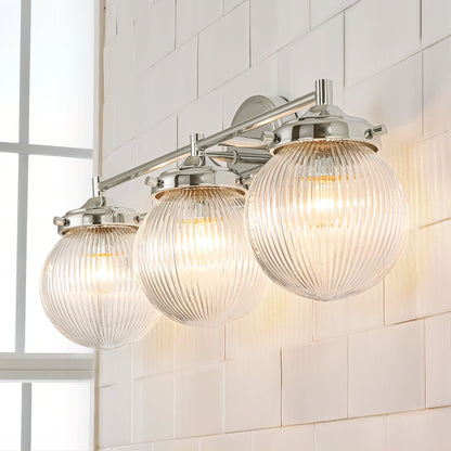Orbliss 3-Light Ribbed Glass Globe Bubble Vanity Light (24") 9