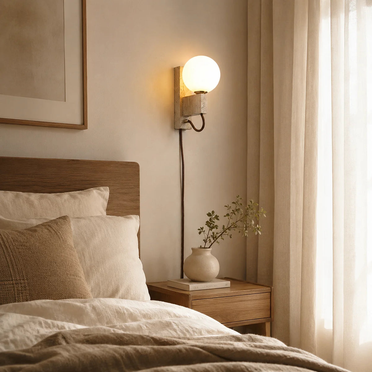 Orvelune Travertine Plug-in Wall Lamp 1