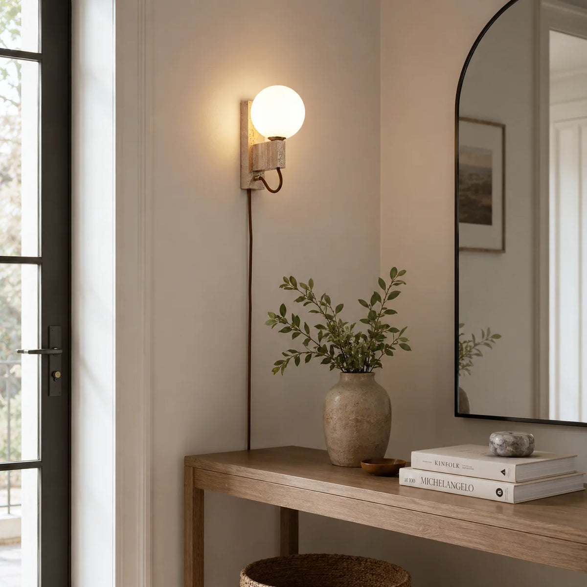 Orvelune Travertine Plug-in Wall Lamp 2