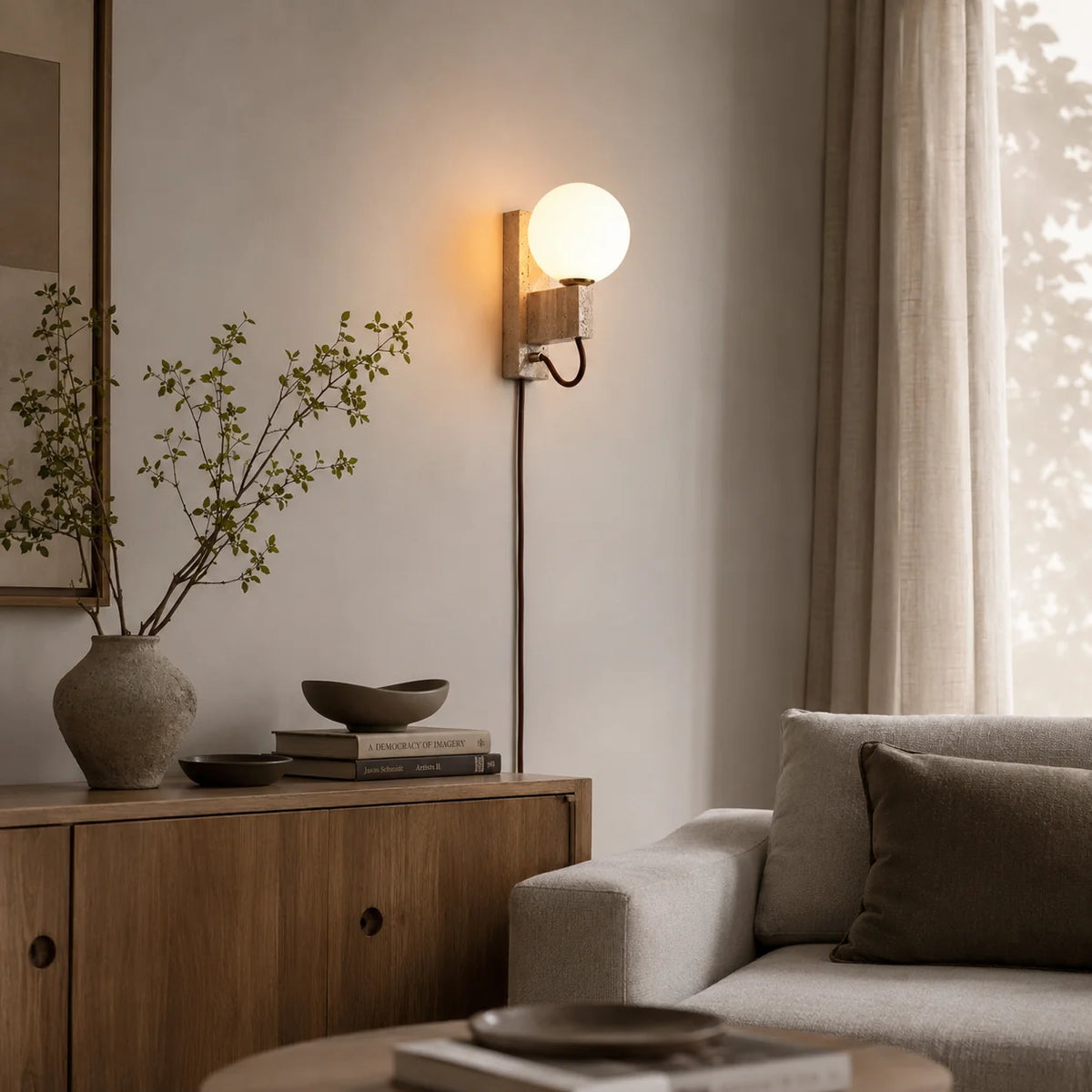 Orvelune Travertine Plug-in Wall Lamp 7