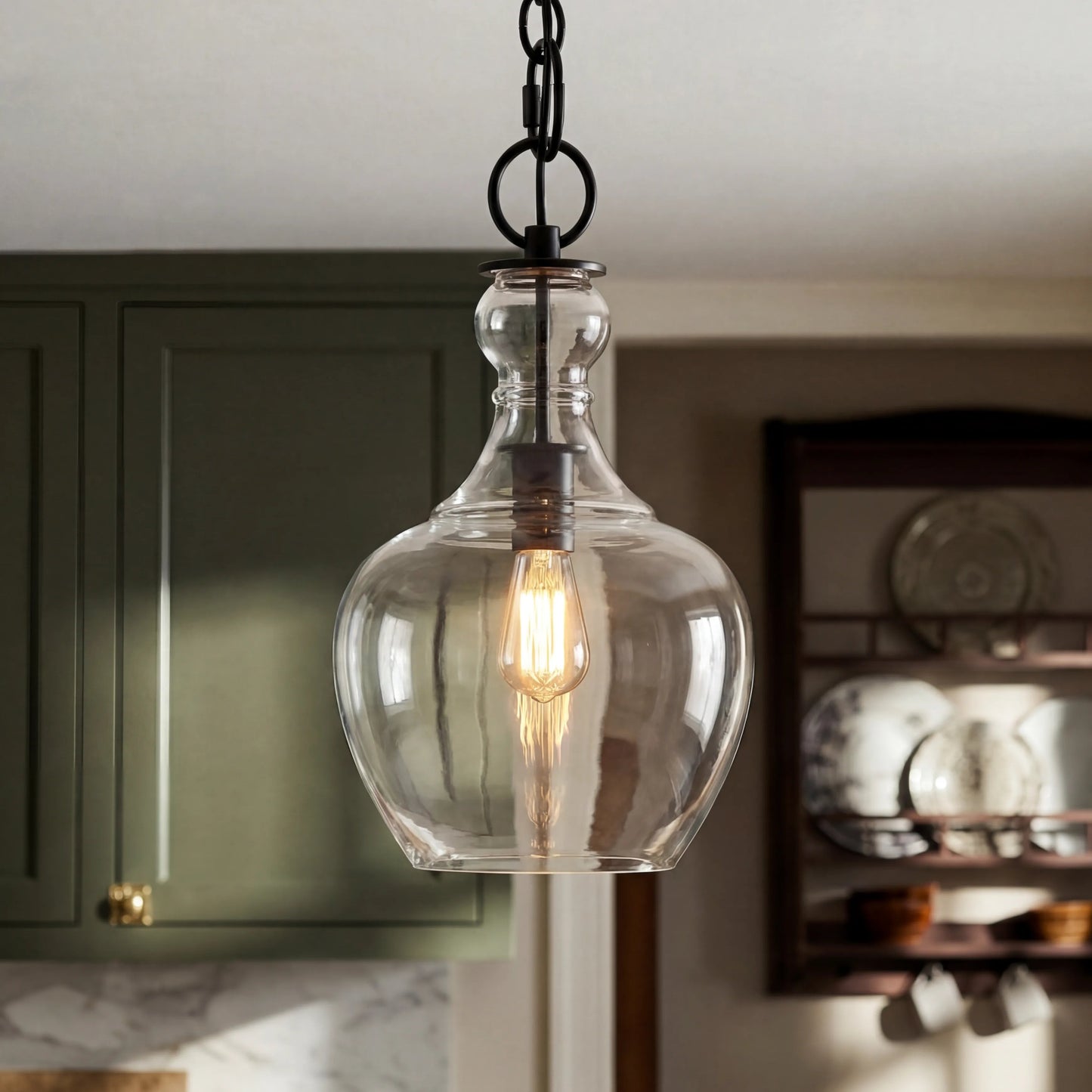 Orvyn Industrial Clear Glass Pendant Light 0