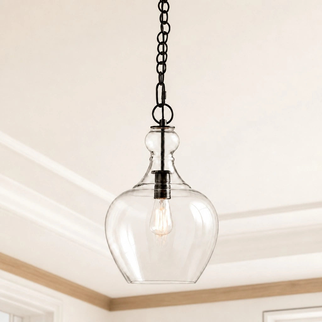 Orvyn Industrial Clear Glass Pendant Light 11