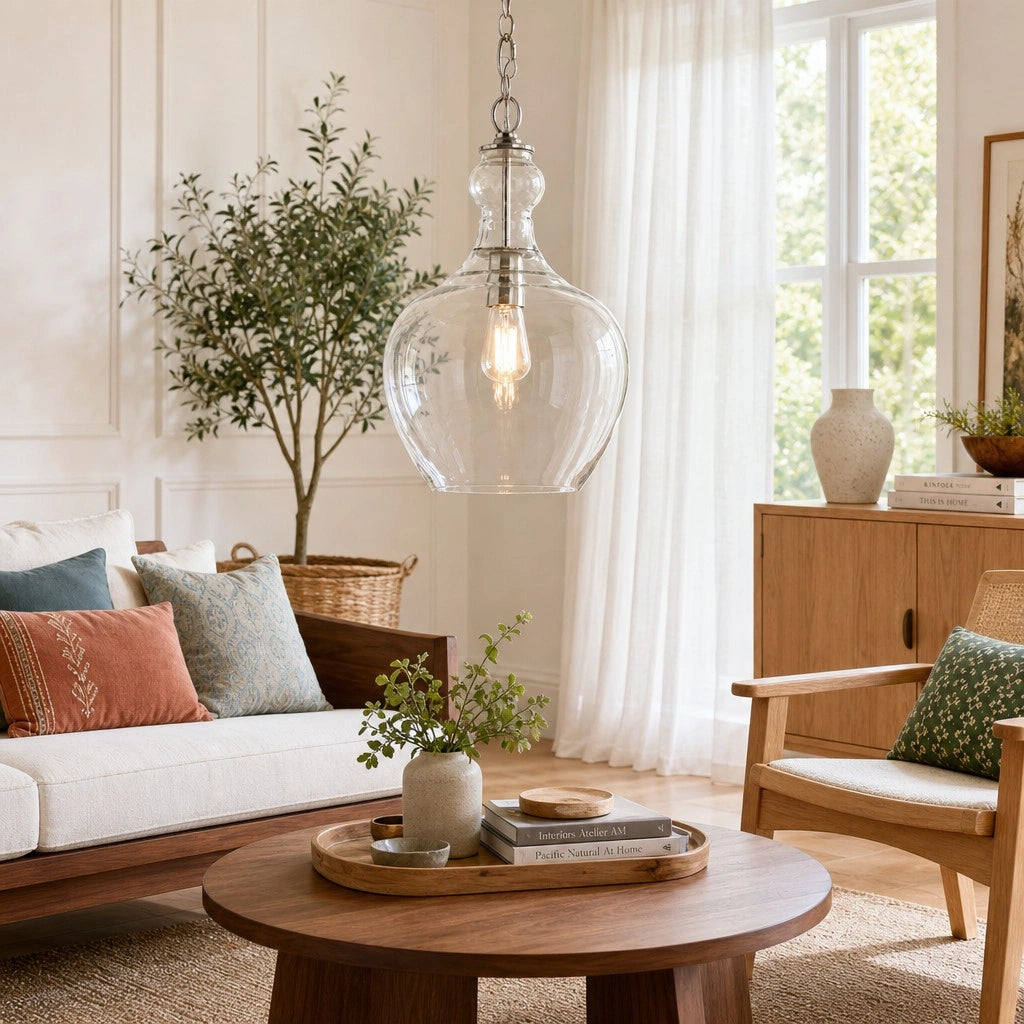 Orvyn Industrial Clear Glass Pendant Light 5