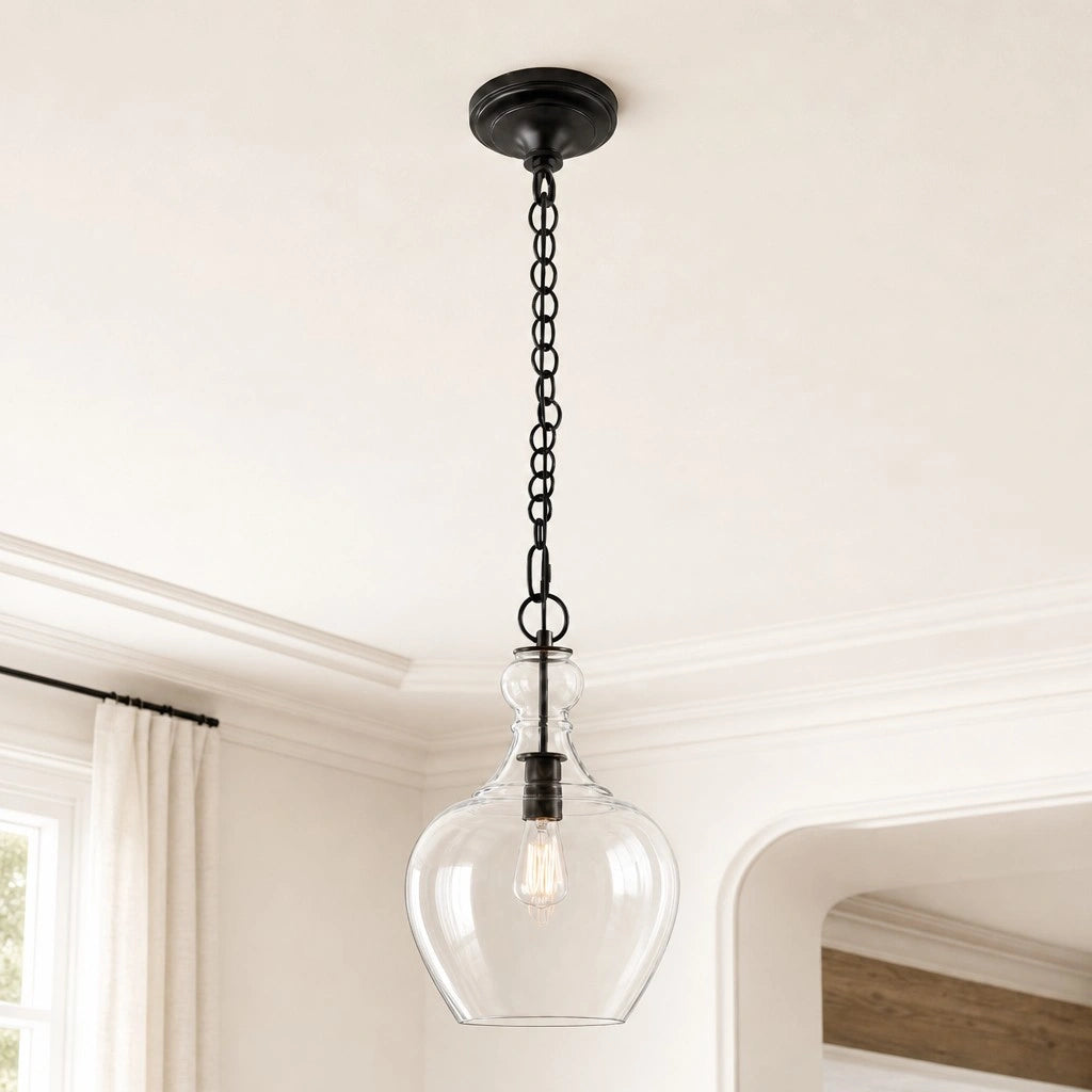 Orvyn Industrial Clear Glass Pendant Light 7