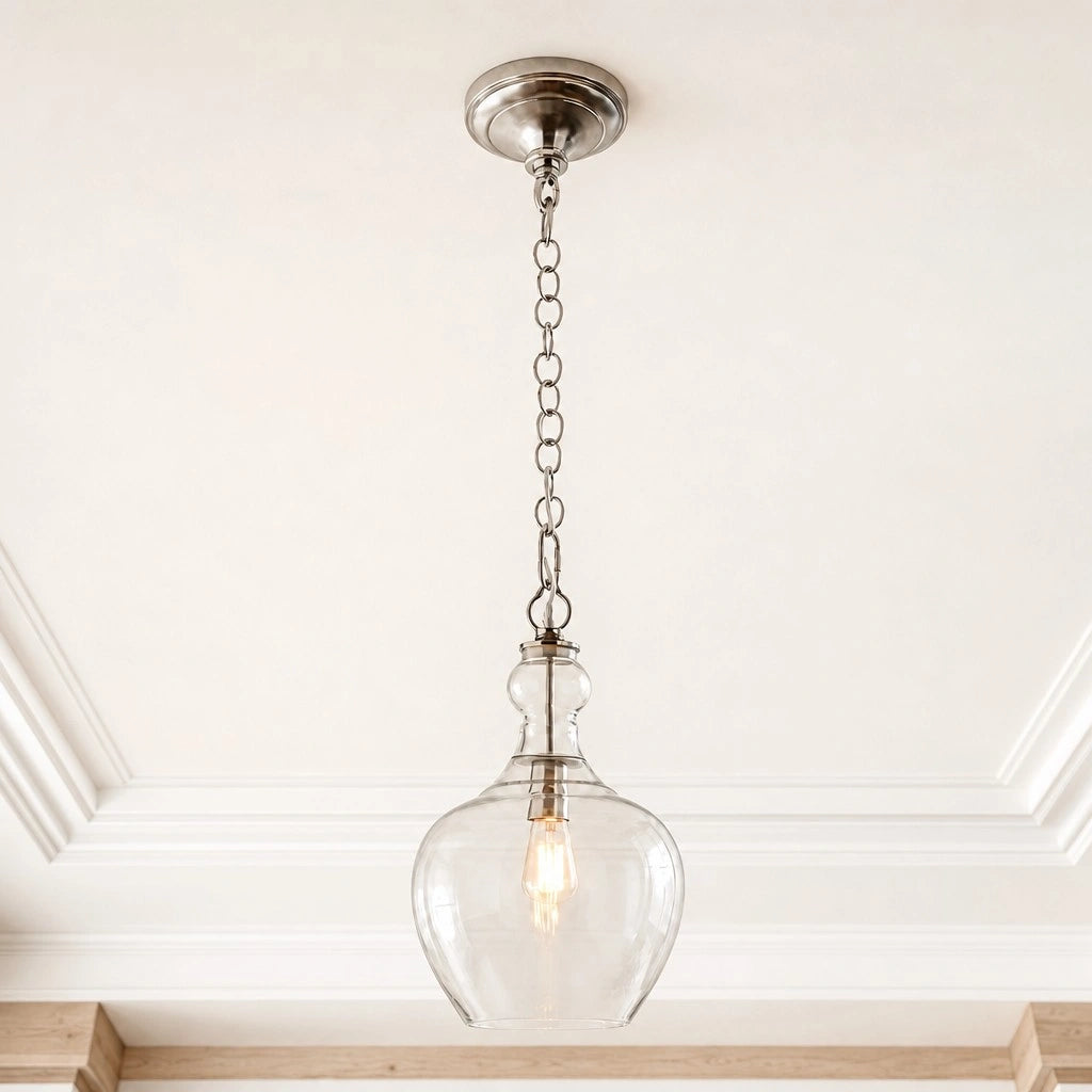 Orvyn Industrial Clear Glass Pendant Light 8