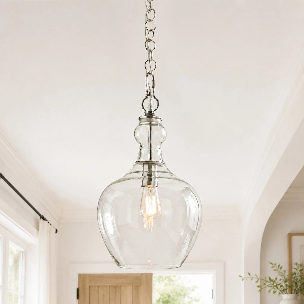 Orvyn Industrial Clear Glass Pendant Light 9