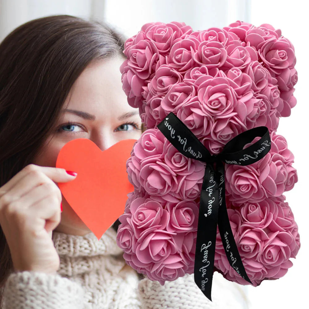 RoyaleGlow Roses Teddy Bear - Colorful Plush Gift 25cm
