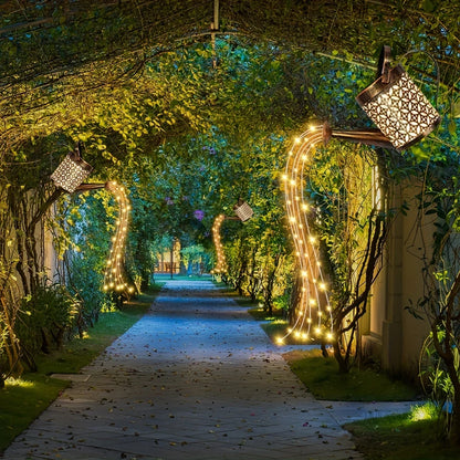 Outdoor Solar Watering Can Lights with Star Shower Effect - LED String Lights for Garden, Patio, Pathway, or Christmas Decor - Without Pole