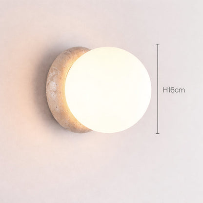 Outdoor Round Stone Base Wall Light 5