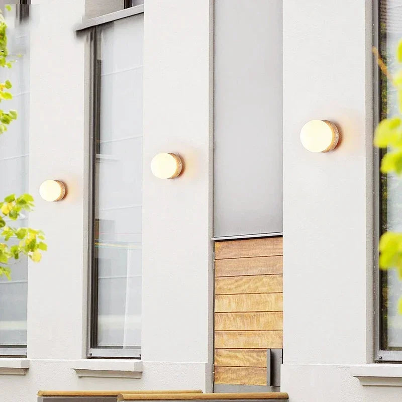 Outdoor Round Stone Base Wall Light 6