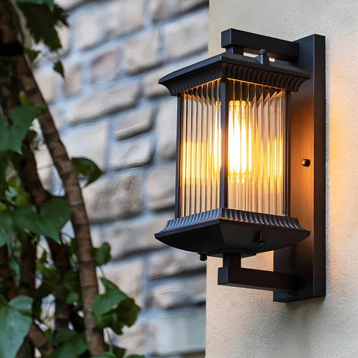 Outdoor Wall Light Lantern with Fluted Glass 1