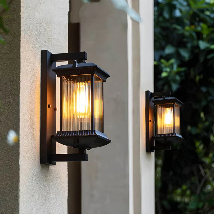 Outdoor Wall Light Lantern with Fluted Glass 2