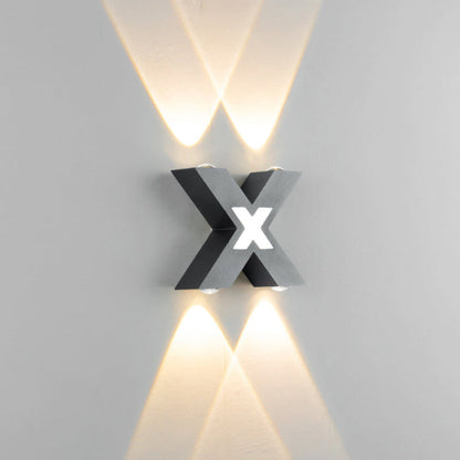 Outdoor Wall Light X Shape LED Aluminum Glass IP65 Warm White