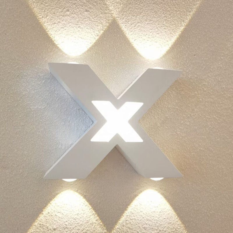 Outdoor Wall Light X Shape LED Aluminum Glass IP65 Warm White
