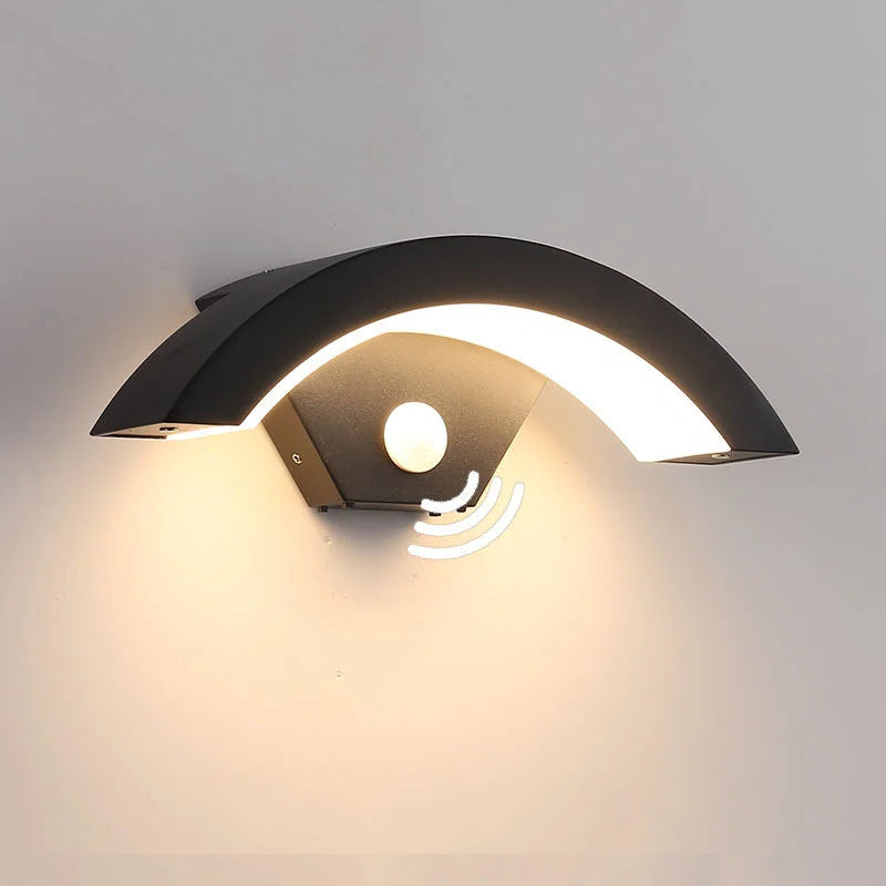 Outdoor Waterproof Infrared Motion Sensor Wall Lamp Garden Minimalist Creative Outdoor Balcony Entrance Moon-Shaped Wall Light 1
