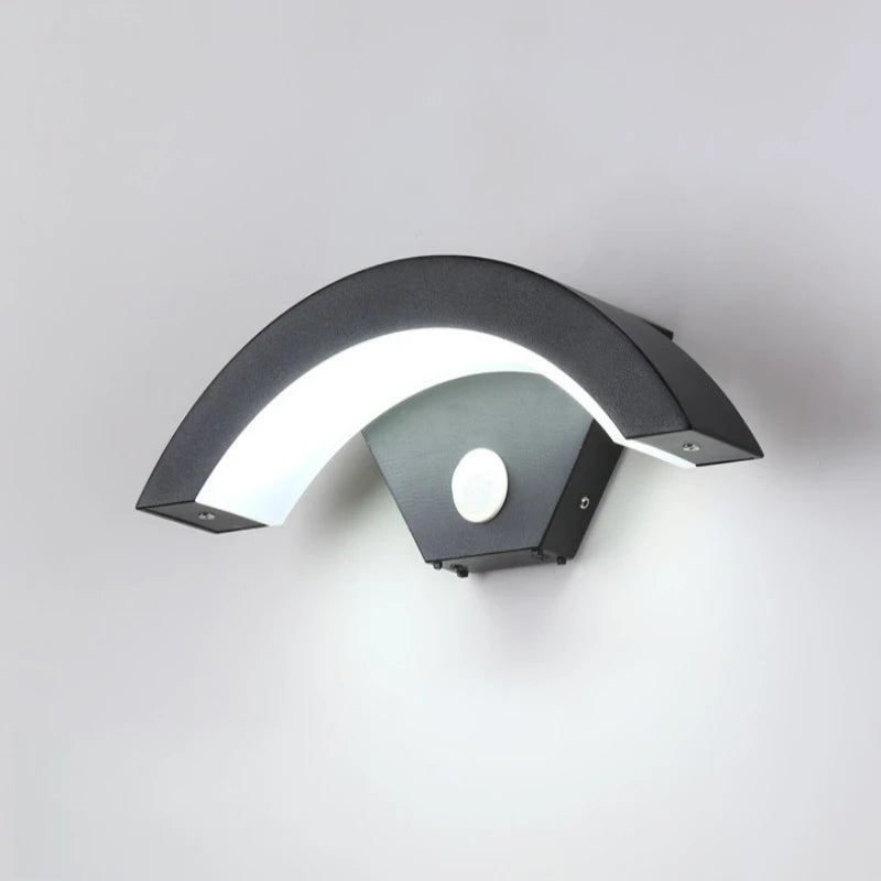 Outdoor Waterproof Infrared Motion Sensor Wall Lamp Garden Minimalist Creative Outdoor Balcony Entrance Moon-Shaped Wall Light 6