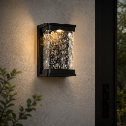 Outdoor Waterproof LED Wall Light with Textured Shade