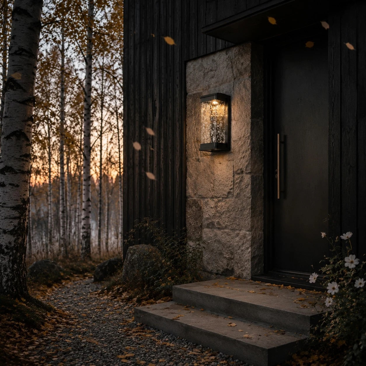 Outdoor Waterproof LED Wall Light with Textured Shade 5