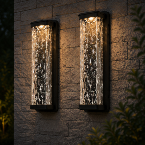 Outdoor Waterproof LED Wall Light with Textured Shade Big