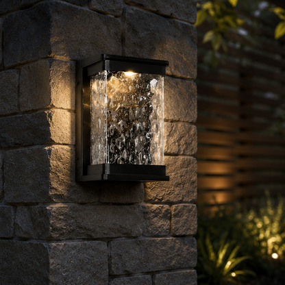Outdoor Waterproof LED Wall Light with Textured Shade Small