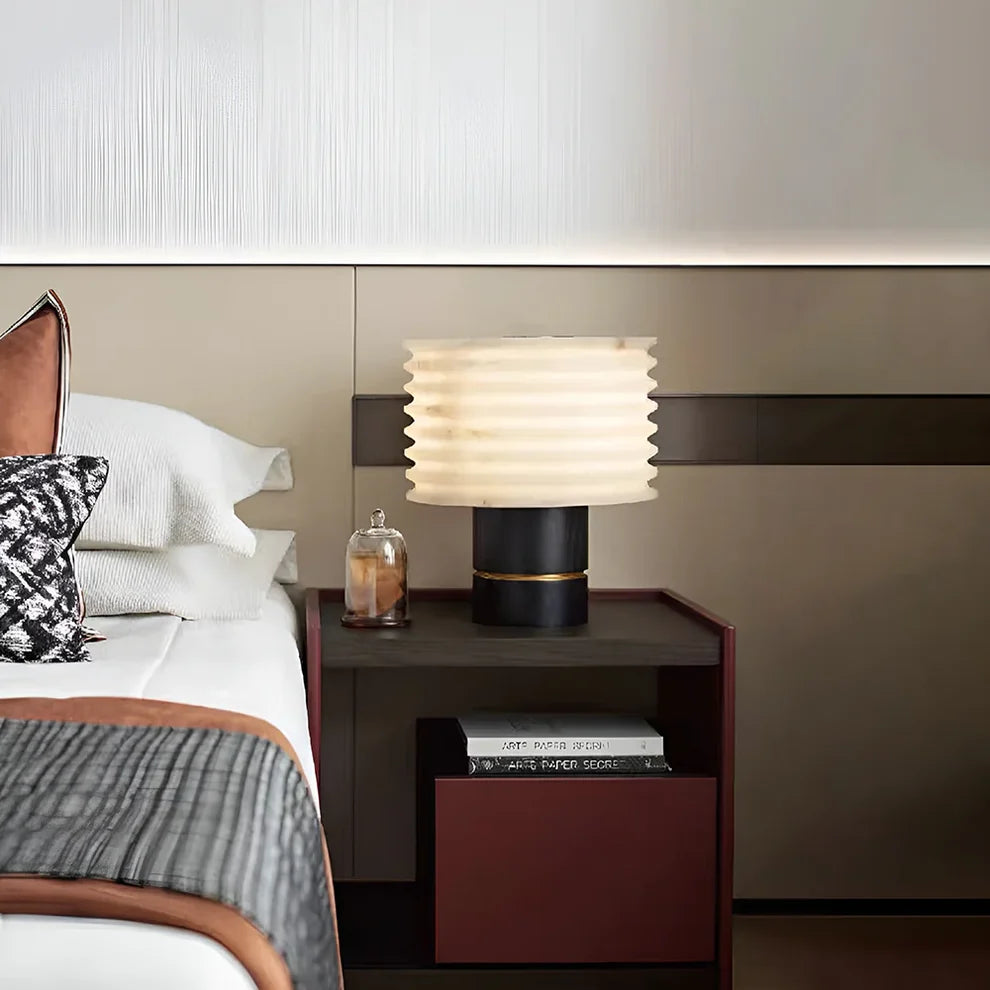 LuxRoyale  Natural Alabaster Table Lamp, Dimmable LED Desk Light for Bedroom Decor